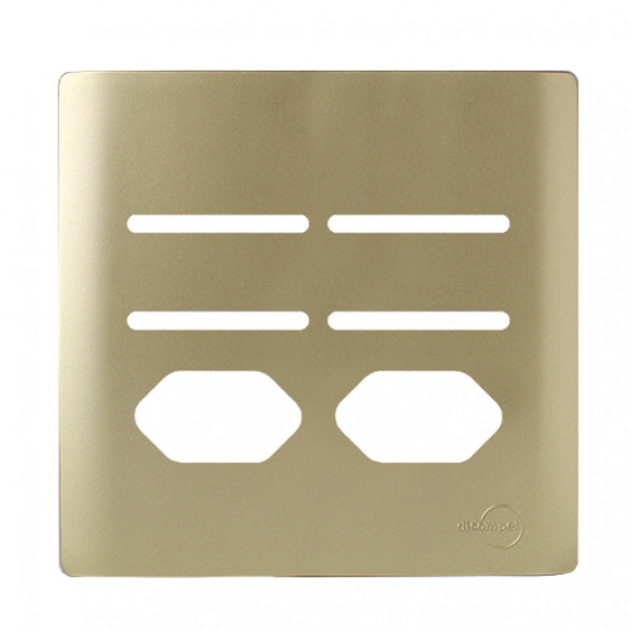 Placa p/ 4 Interruptores +  2 Tomadas 4x4 - Novara Dourado Placa p/ 4 Interruptores +  2 Tomadas 4x4 - Novara Dourado
